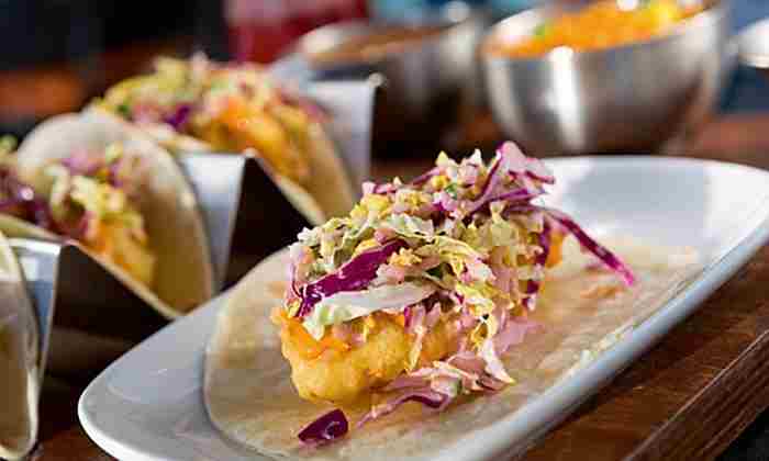 Crispy fish tacos at Maya Modern Mexican Kitchen + Lounge